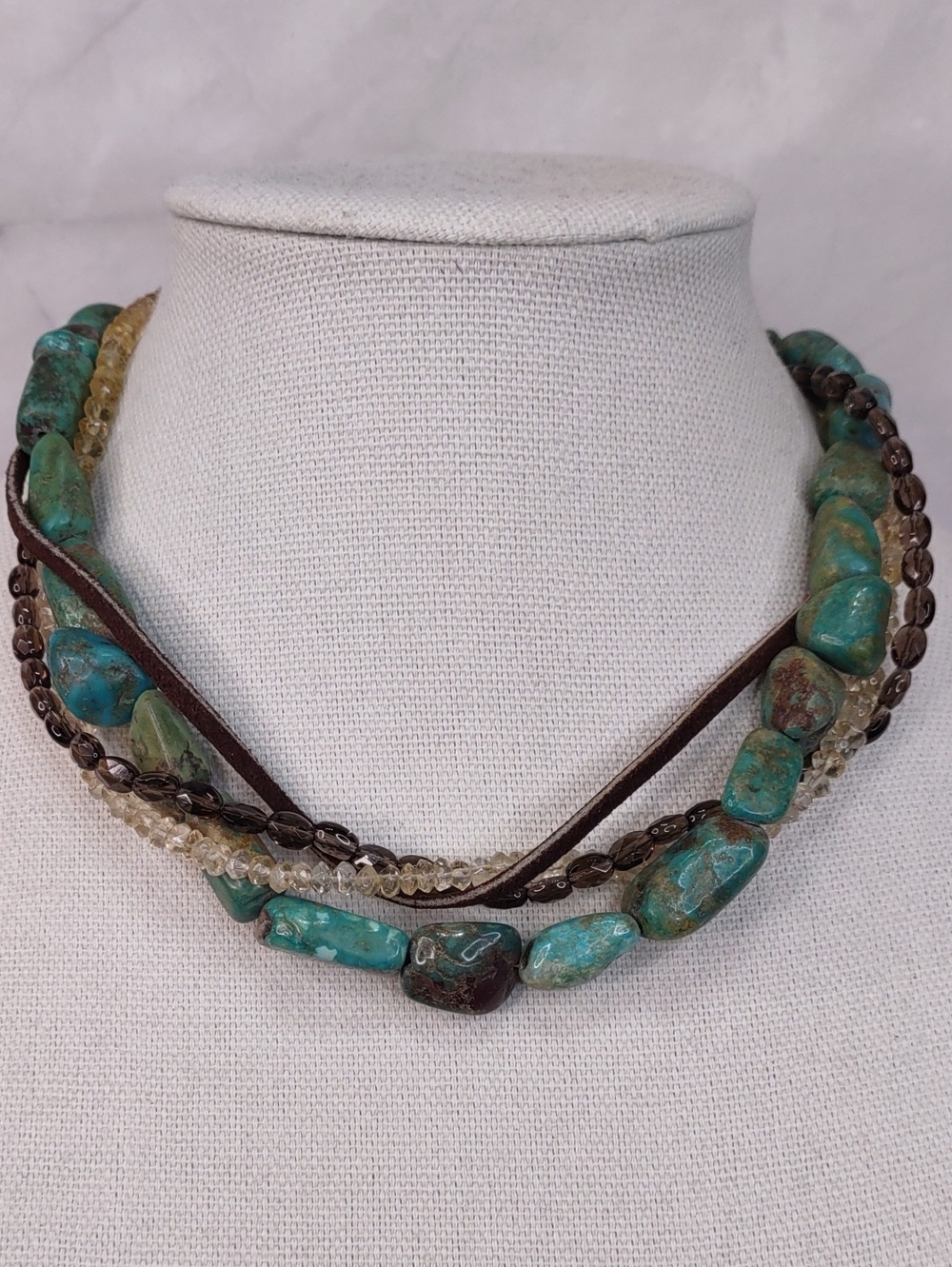 Artisan Crafted Turquoise/Quartz/Citrine Necklace